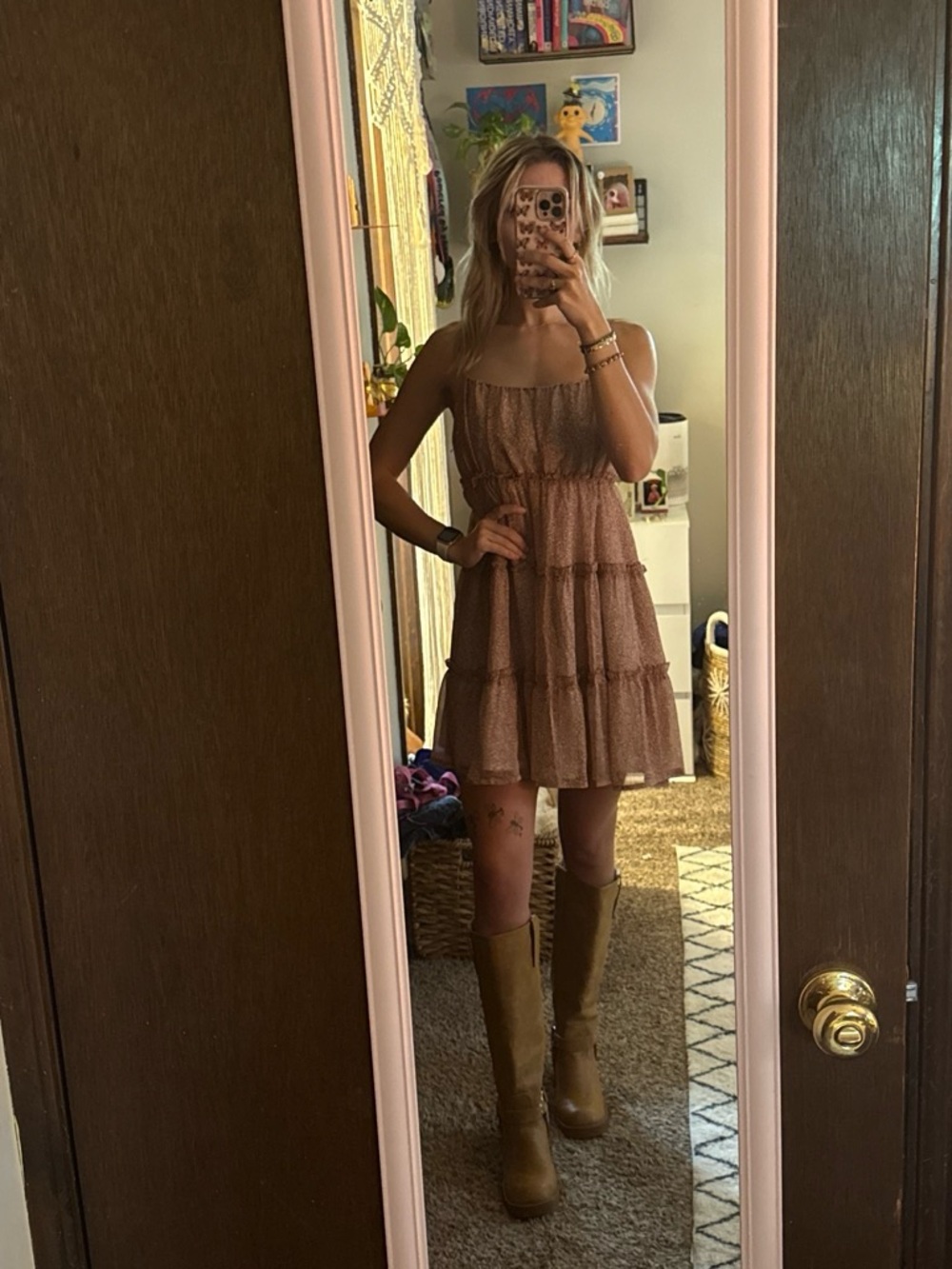 Dusty Rose Leopard Print Sundress